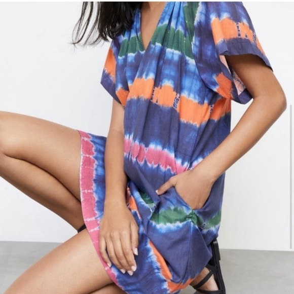 Anthropologie Velvet By Graham & Spencer Striped Tie Dye Mini Dress Size Small - Picture 5 of 11